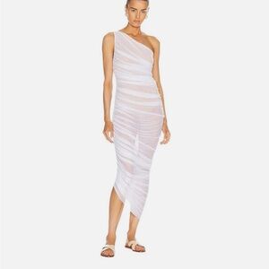 NWT Norma Kamali Diana Gown: Asymmetrical Ruched One-Shoulder Dress